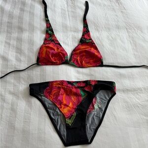 Floral Black Bikini Set